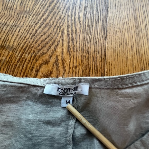 Rosemarie Made In Italy 100% Linen Taupe Minimalist Roll Tab Sleeve Dress M - Picture 5 of 10